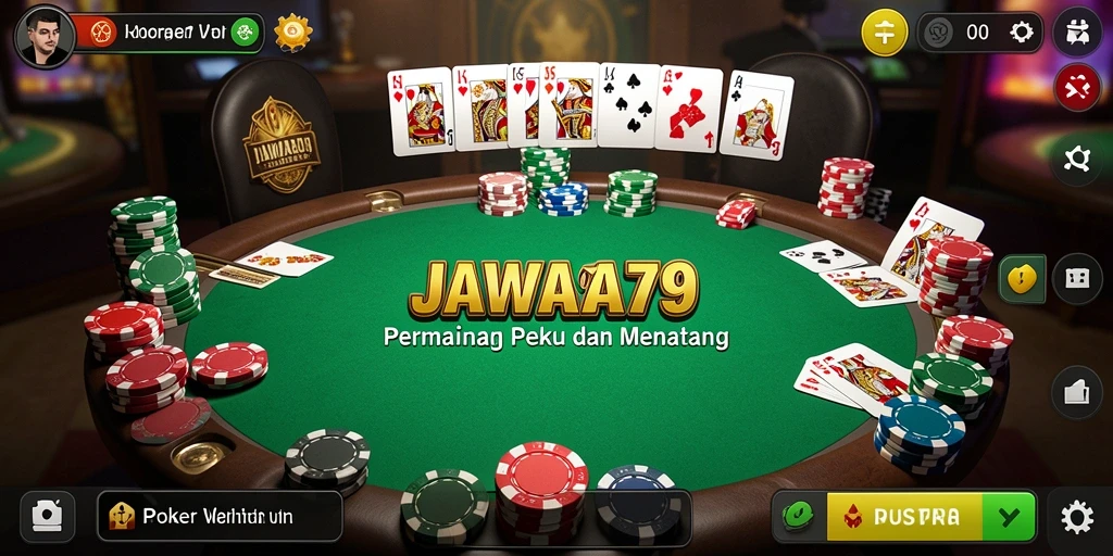 Tampilan gameplay seru dalam aplikasi Poker JAWARA79.
