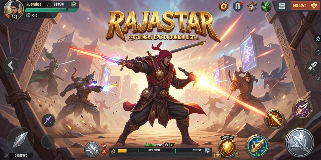 Tampilan dinamis dari gameplay Fighting di RAJASTAR.
