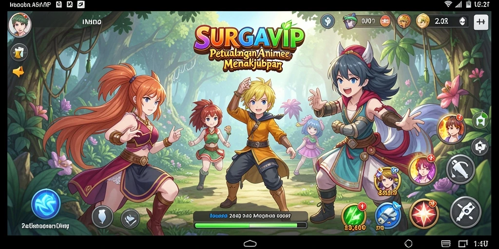 Tampilan screenshot SURGAVIP menampilkan aksi pertarungan karakter Anime.