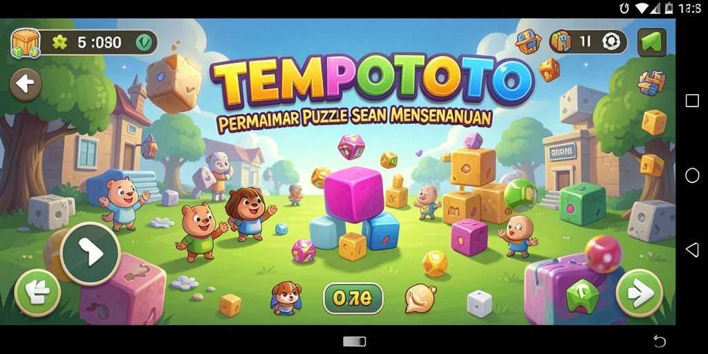 Tampilan gameplay TEMPOTOTO yang seru dan menantang.