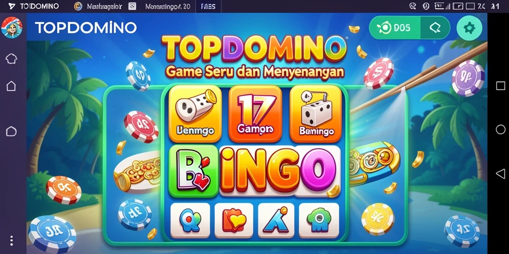 Tampilan gameplay seru di TOPDOMINO dengan kartu Bingo yang mengasyikkan.